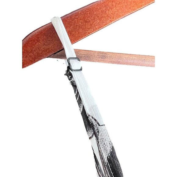 Temptation Italy Pleated Maxi Dress Flowy Asymmetrical Romantic Black & White L - Picture 7 of 9